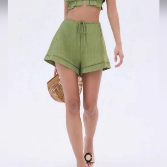 Cult Gaia Olive High Waist Shorts